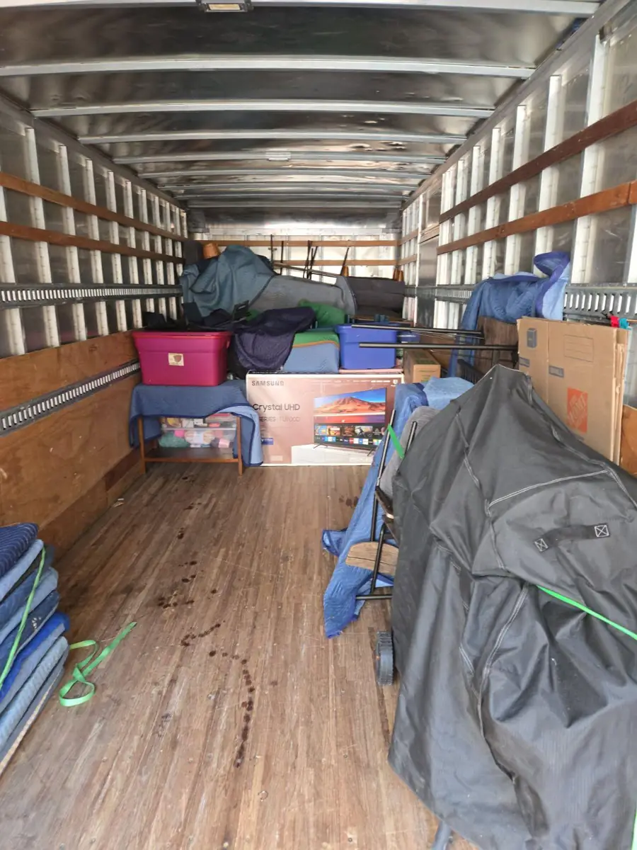 Furniture padded by movers in Blacksburg VA inside a moving truck